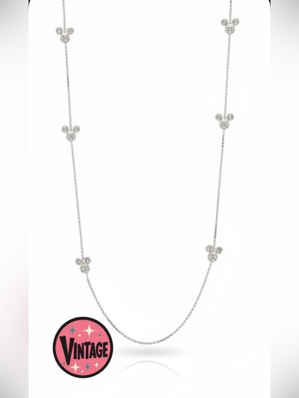 Vintage Rare Disney & Napier Mickey Mouse Crystal Station Necklace